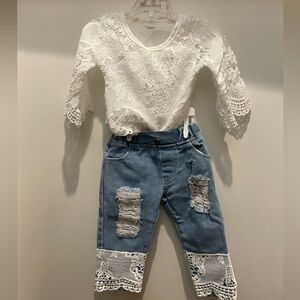 Lace onesie with jeans